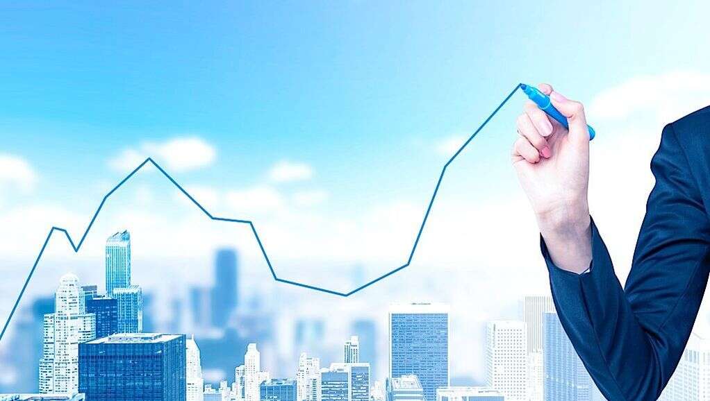 A businessman is drawing a graph
