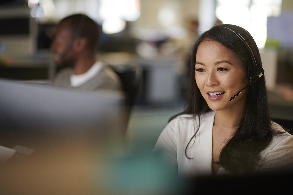 Asian lady in a call center