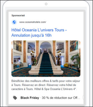 Screenshot of a paid search promo ad
