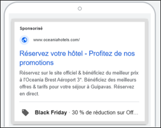 Screenshot of a paid search promo ad
