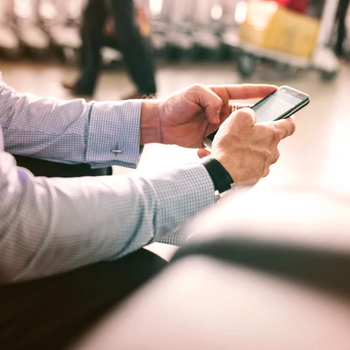mobile in a man"s hand